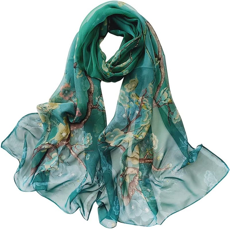 E-Clover Herebuy - Unique Women's Floral Scarves: Chiffon Flowers & Birds Printed Scarf - Image 1